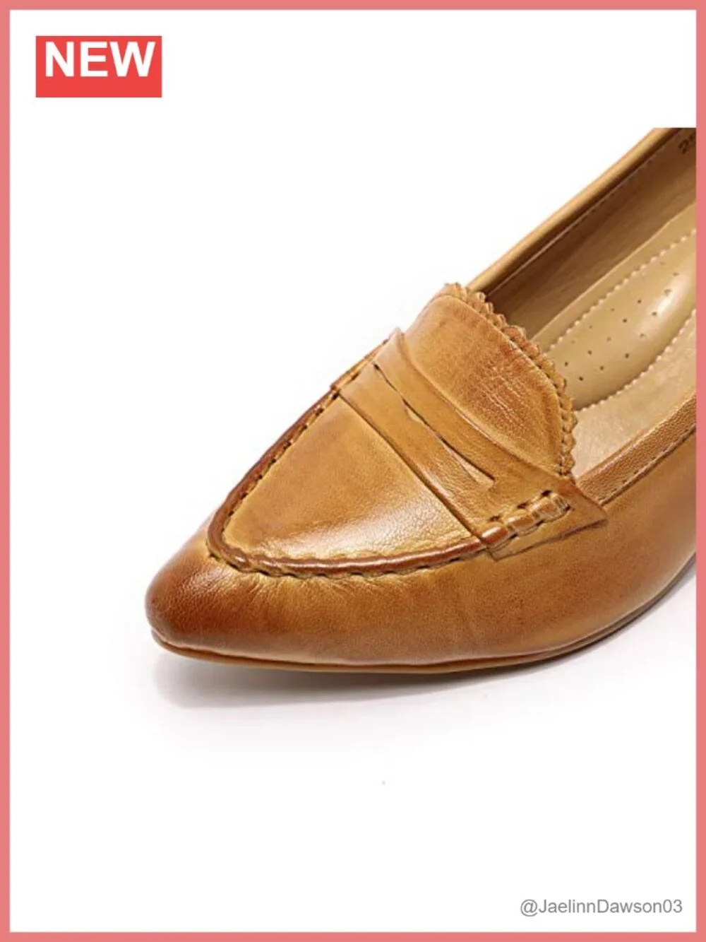 Women's Leather Mid Heel Pumps Pointed Toe Office Heels